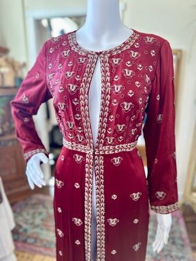 Long-sleeve Kaftan Slit Dress